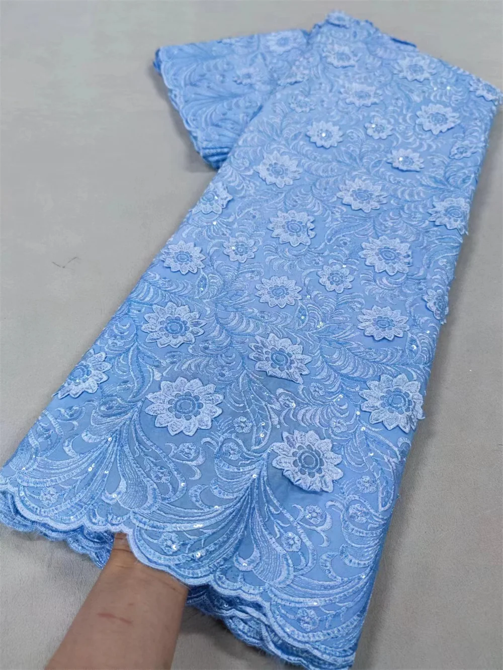 5 Yards French Lace Fabrics Quality 2024 Luxury Lace Fabric With Sequins Nigerian Chiffon Lace Fabric Sky Blue French Wp441-2
5 Yards French Lace Fabrics Quality 2024 Luxury Lace Fabric With Sequins Nigerian Chiffon Lace Fabric Sky Blue French Wp441-2