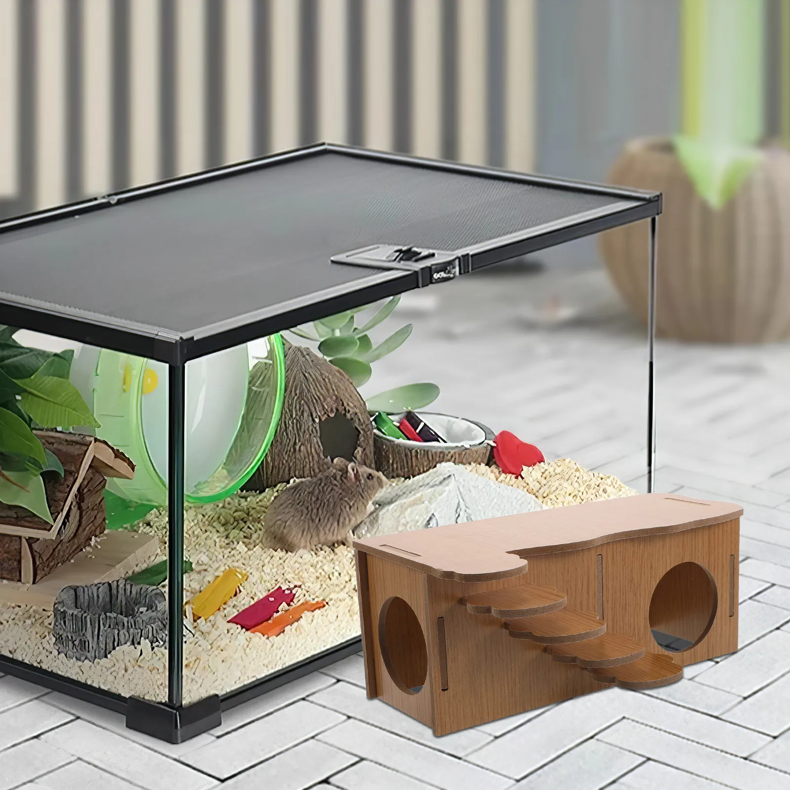 Убежище для хомяков: многокамерный домик для отдыха, сна, игр и жевания с лестницей, 10.6x5.5x4.1 дюйма
Убежище для хомяков: многокамерный домик для отдыха, сна, игр и жевания с лестницей, 10.6x5.5x4.1 дюйма