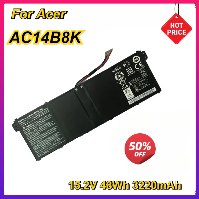 Новый аккумулятор для ноутбука AC14B8K для Acer Aspire E3-111 V3 E5-731-45SB TravelMate P276-MG AC14B3K 4ICP5/57/80 15,2 В 48 Втч V3-371G/372G
Новый аккумулятор для ноутбука AC14B8K для Acer Aspire E3-111 V3 E5-731-45SB TravelMate P276-MG AC14B3K 4ICP5/57/80 15,2 В 48 Втч V3-371G/372G