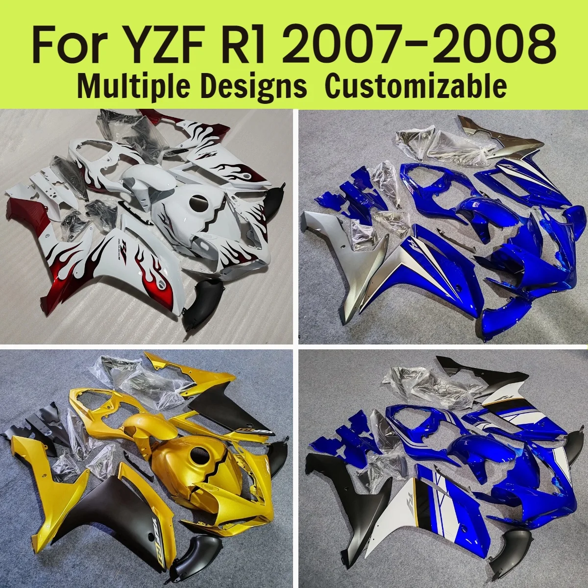 Motorcycle Parts Fairings YZFR1 2007 2008 Accessories Bodywork Set Fairing Kit for YAMAHA YZF R1 07 08
Motorcycle Parts Fairings YZFR1 2007 2008 Accessories Bodywork Set Fairing Kit for YAMAHA YZF R1 07 08