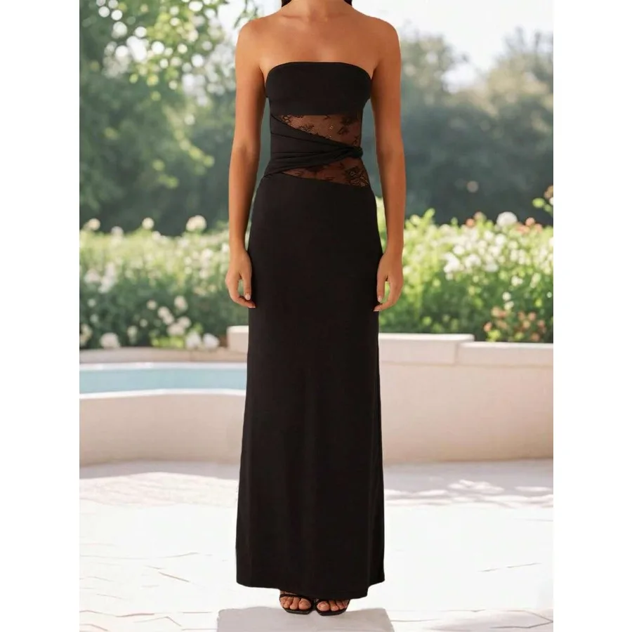【New style】Women's Summer Long Tube Dress With Transparent Lace Patch, Sleeveless And Strapless, Backless, Tight Fitting And An
【New style】Women's Summer Long Tube Dress With Transparent Lace Patch, Sleeveless And Strapless, Backless, Tight Fitting And An
