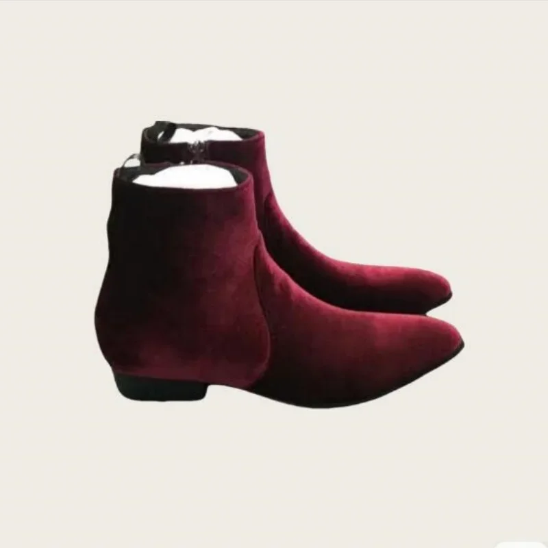 Wine Red Velvet Chelsea Boots for Men Fashionable and Atmospheric Men's Trendy Boots Short Tube Pointed Toe Zipper Ankle Boots
Wine Red Velvet Chelsea Boots for Men Fashionable and Atmospheric Men's Trendy Boots Short Tube Pointed Toe Zipper Ankle Boots