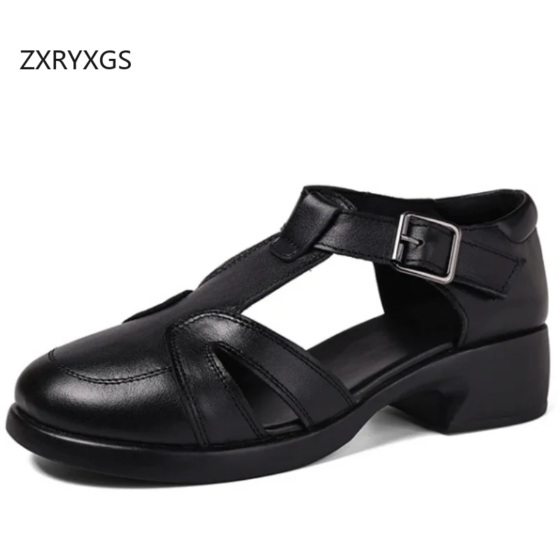 ZXRYXGS Top Cowhide Round Toe Side Open Women Mid Heel Sandals 2026 Summer Real Leather Sandals Fashion Elegant Big Size Sandals
ZXRYXGS Top Cowhide Round Toe Side Open Women Mid Heel Sandals 2026 Summer Real Leather Sandals Fashion Elegant Big Size Sandals