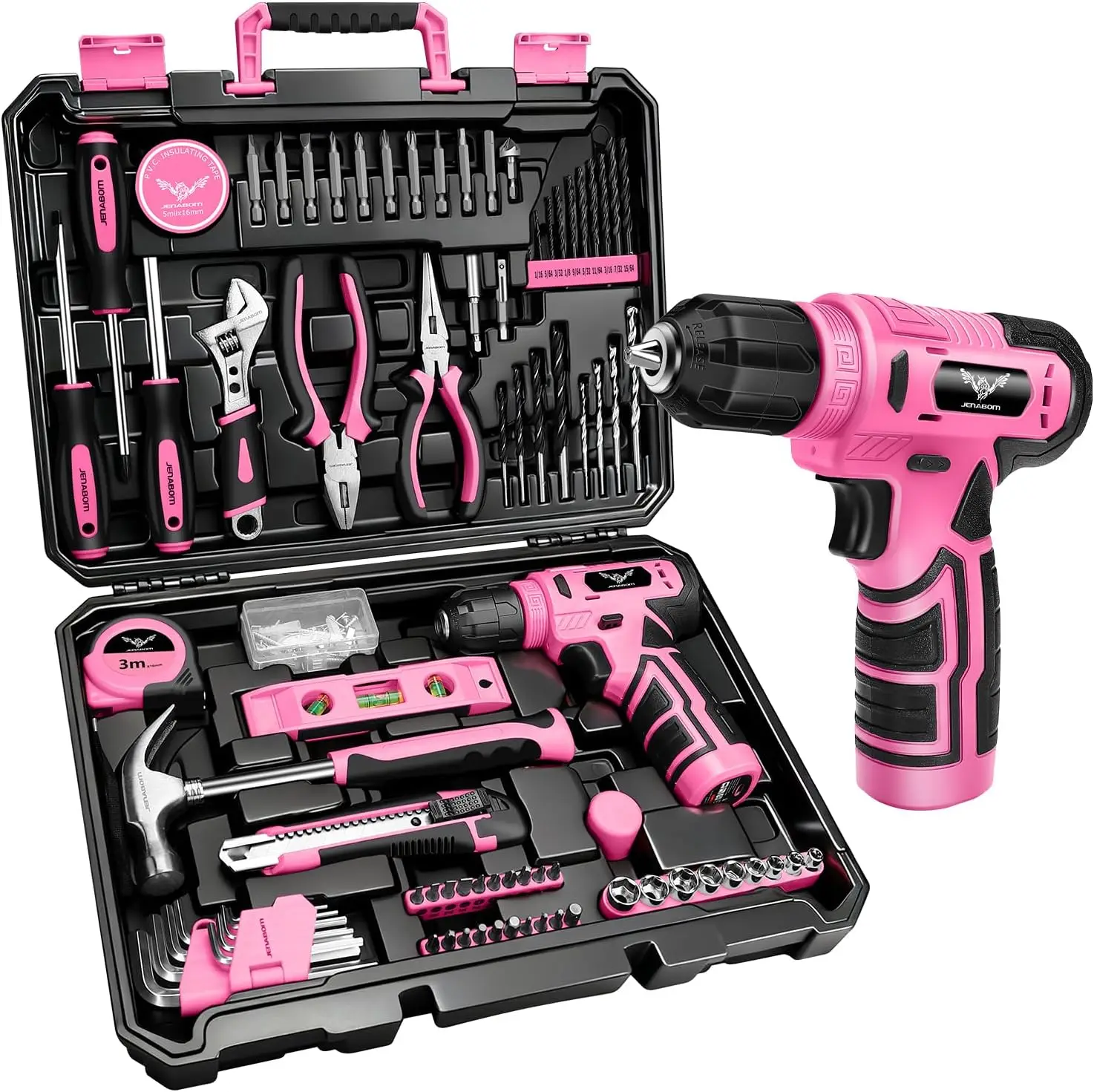 8V Pink Cordless Drill Set, Home Tool Kit for DIY Projects, Hand Tools in Portable Box
8V Pink Cordless Drill Set, Home Tool Kit for DIY Projects, Hand Tools in Portable Box