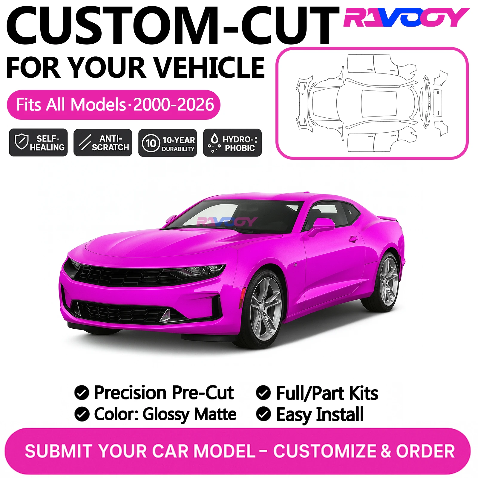 Custom Precut PPF Kit For Chevrolet Camaro Corvette 2024-2026 Paint Protection Film TPU Gloss Matte Front kit Full car kit Hood
Custom Precut PPF Kit For Chevrolet Camaro Corvette 2024-2026 Paint Protection Film TPU Gloss Matte Front kit Full car kit Hood