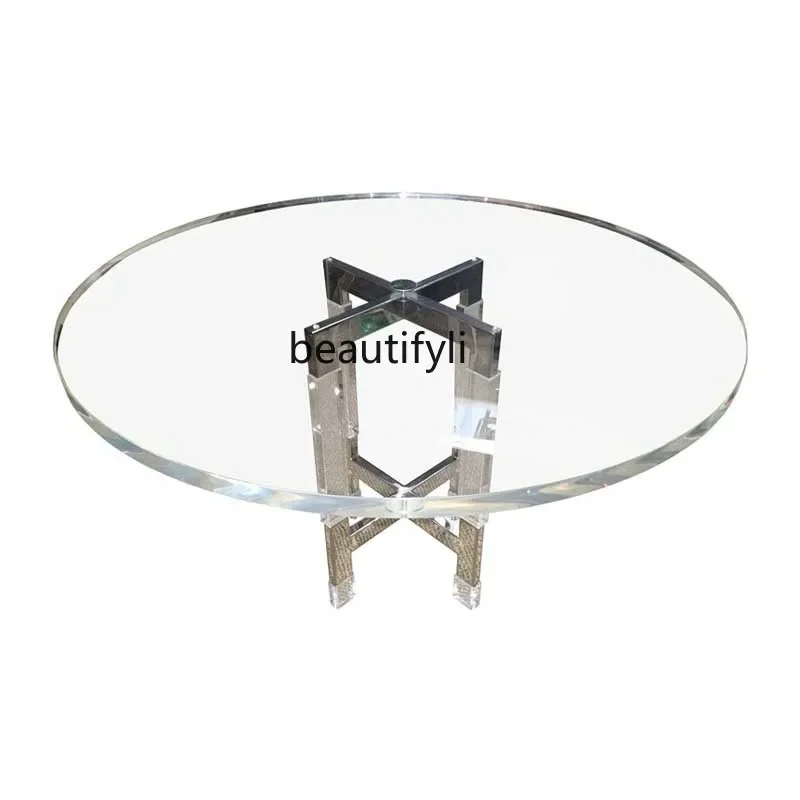 Transparent acrylic dining table Round dining table Household stainless steel base Dining table6239
Transparent acrylic dining table Round dining table Household stainless steel base Dining table6239