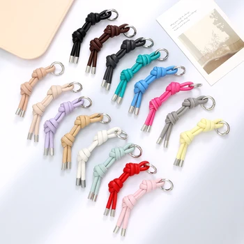 DIY 가죽 열쇠 고리 펜던트, 간단한 캔디 컬러 직조 가방 가죽 로프, 캐주얼 행잉 액세서리, 틈새 신제품