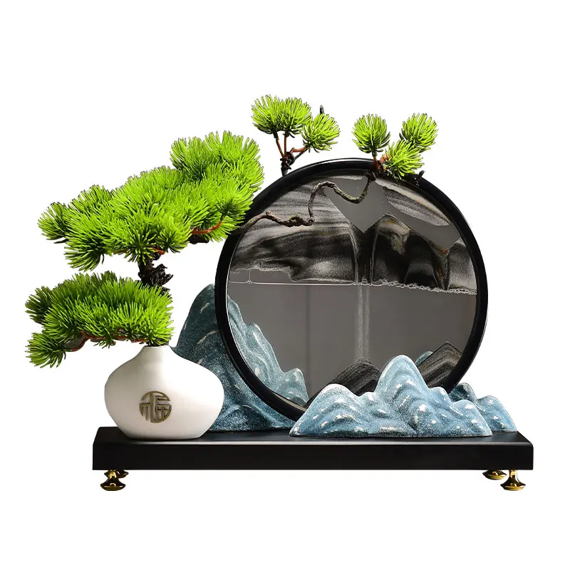 New Chinese welcome pine ornament quicksand painting porch bogu frame retro style
New Chinese welcome pine ornament quicksand painting porch bogu frame retro style