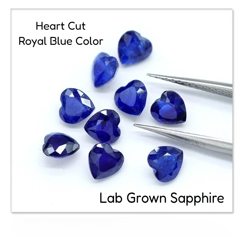 Lab Grown Sapphire Royal Blue Color Heart Cut Gems For diy Jewelry Setting&Custom Design Selectable AGL Certificate 
Lab Grown Sapphire Royal Blue Color Heart Cut Gems For diy Jewelry Setting&Custom Design Selectable AGL Certificate