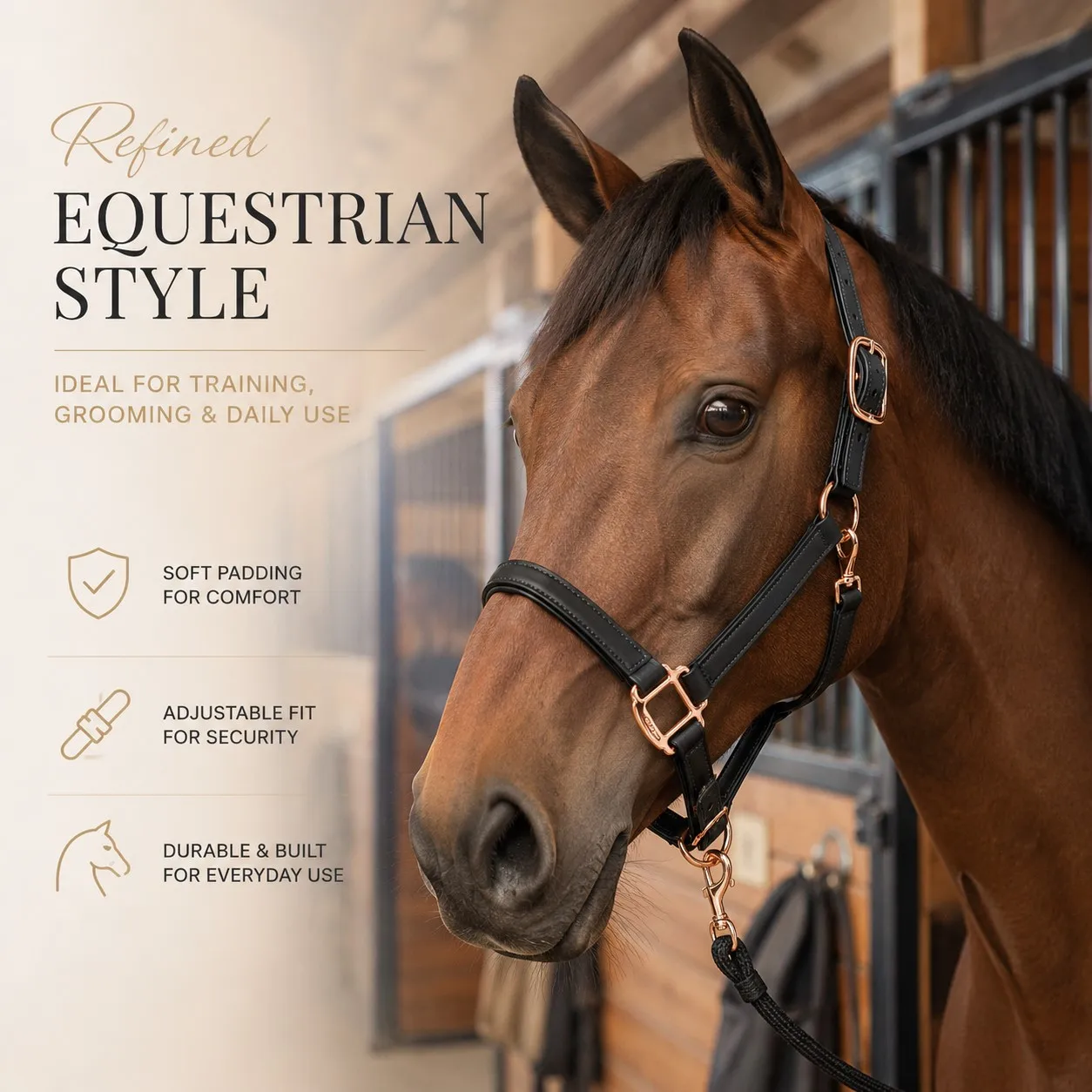 Premium Microfiber Leather Horse Halter Adjustable Lead Tack for Training Grooming Equestrian Supplies
Premium Microfiber Leather Horse Halter Adjustable Lead Tack for Training Grooming Equestrian Supplies
