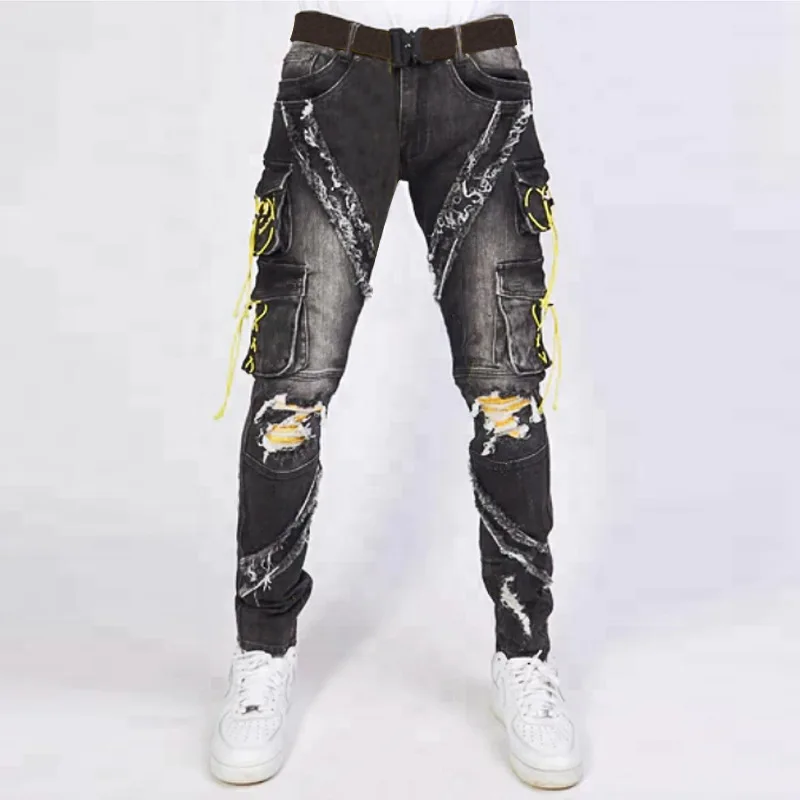 Men Jeans Ripped Fashion Skinny Denim Multiple Pockets Cargo Pants New Drawstring Male Street Long Pencil Casual Trousers
Men Jeans Ripped Fashion Skinny Denim Multiple Pockets Cargo Pants New Drawstring Male Street Long Pencil Casual Trousers