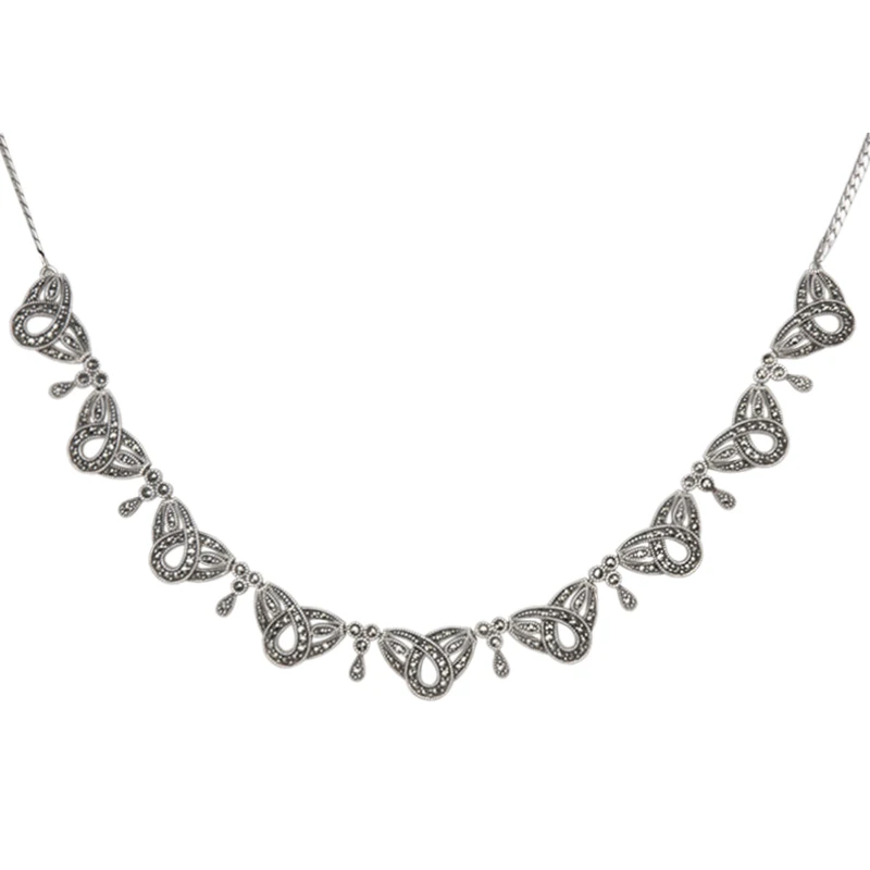 YYSuniee S925 Pure Silver Thai Silver Women's Grand Retro Court Inlaid Marcasite Silver Necklace Jewelry
YYSuniee S925 Pure Silver Thai Silver Women's Grand Retro Court Inlaid Marcasite Silver Necklace Jewelry
