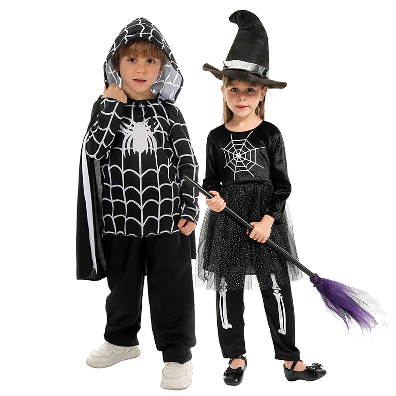 2025 New Kids Glow In The Dark Boys Spider Web Cloak Spider Shirt Fancy Dress Costume Girls Dark Spider Witch Halloween Costume
2025 New Kids Glow In The Dark Boys Spider Web Cloak Spider Shirt Fancy Dress Costume Girls Dark Spider Witch Halloween Costume