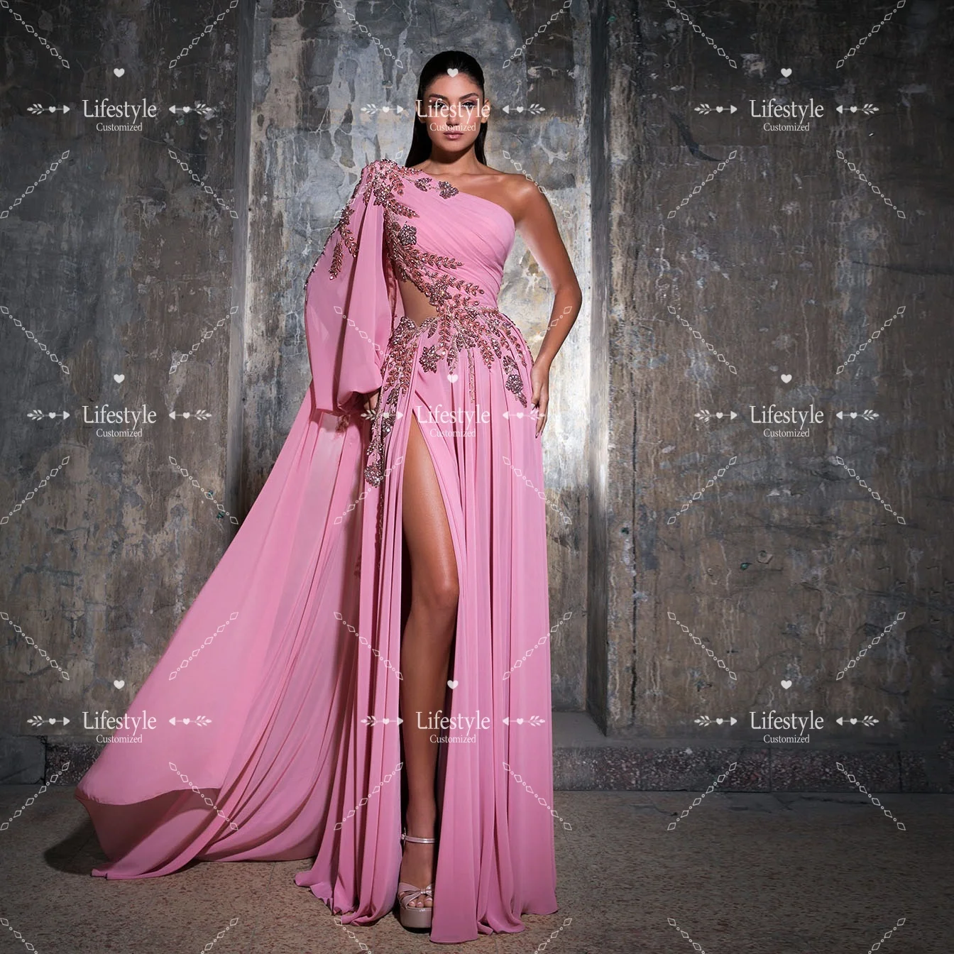 Customized One-Shoulder Cut-out Beaded Luxury Evening Dress Women Long Sleeve Prom Dresses Cape Formal Occasion Gown Wedding
Customized One-Shoulder Cut-out Beaded Luxury Evening Dress Women Long Sleeve Prom Dresses Cape Formal Occasion Gown Wedding
