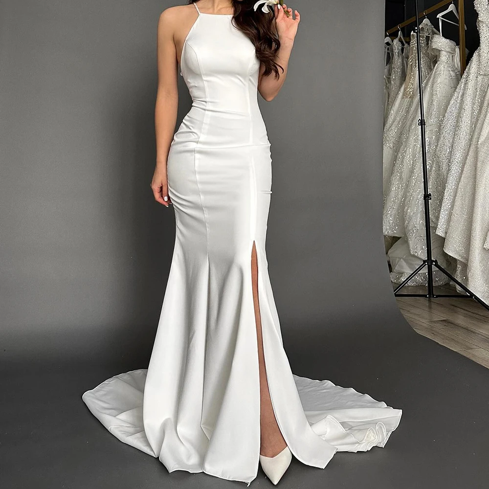 Customized Fashion Mermaid Halter Crystal Jersey Sleeveless Evening Dress Temperament Pleats Photo Color Vestido De No
Customized Fashion Mermaid Halter Crystal Jersey Sleeveless Evening Dress Temperament Pleats Photo Color Vestido De No