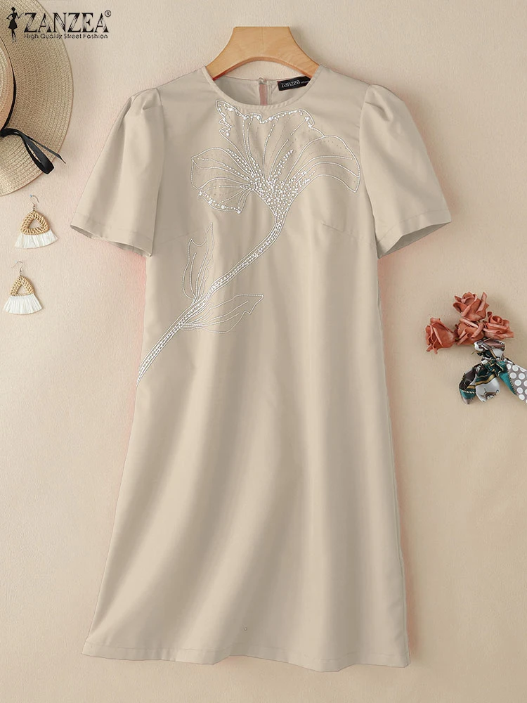 ZANZEA Womens Embroidery Knee-length Dresses Elegant Short Puff Sleeve Commute Wokr Casual Vestidos O-Neck A-line Robes Femme
ZANZEA Womens Embroidery Knee-length Dresses Elegant Short Puff Sleeve Commute Wokr Casual Vestidos O-Neck A-line Robes Femme