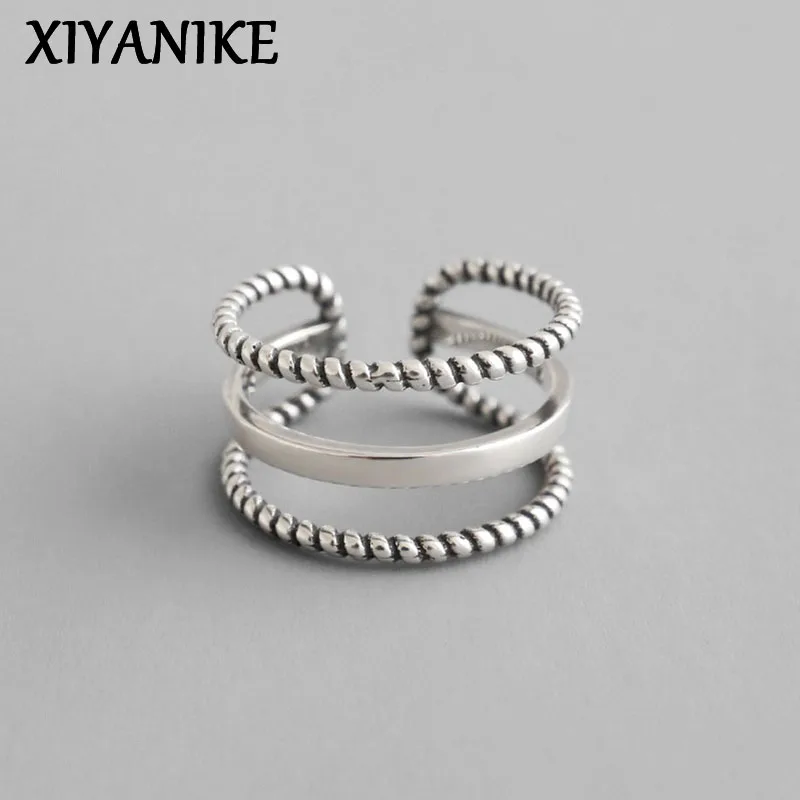 XIYANIKE Silver Color Party Rings Vintage Weaving Three-layer Open Finger Jewelry for Women Couples Wedding Accessories
XIYANIKE Silver Color Party Rings Vintage Weaving Three-layer Open Finger Jewelry for Women Couples Wedding Accessories