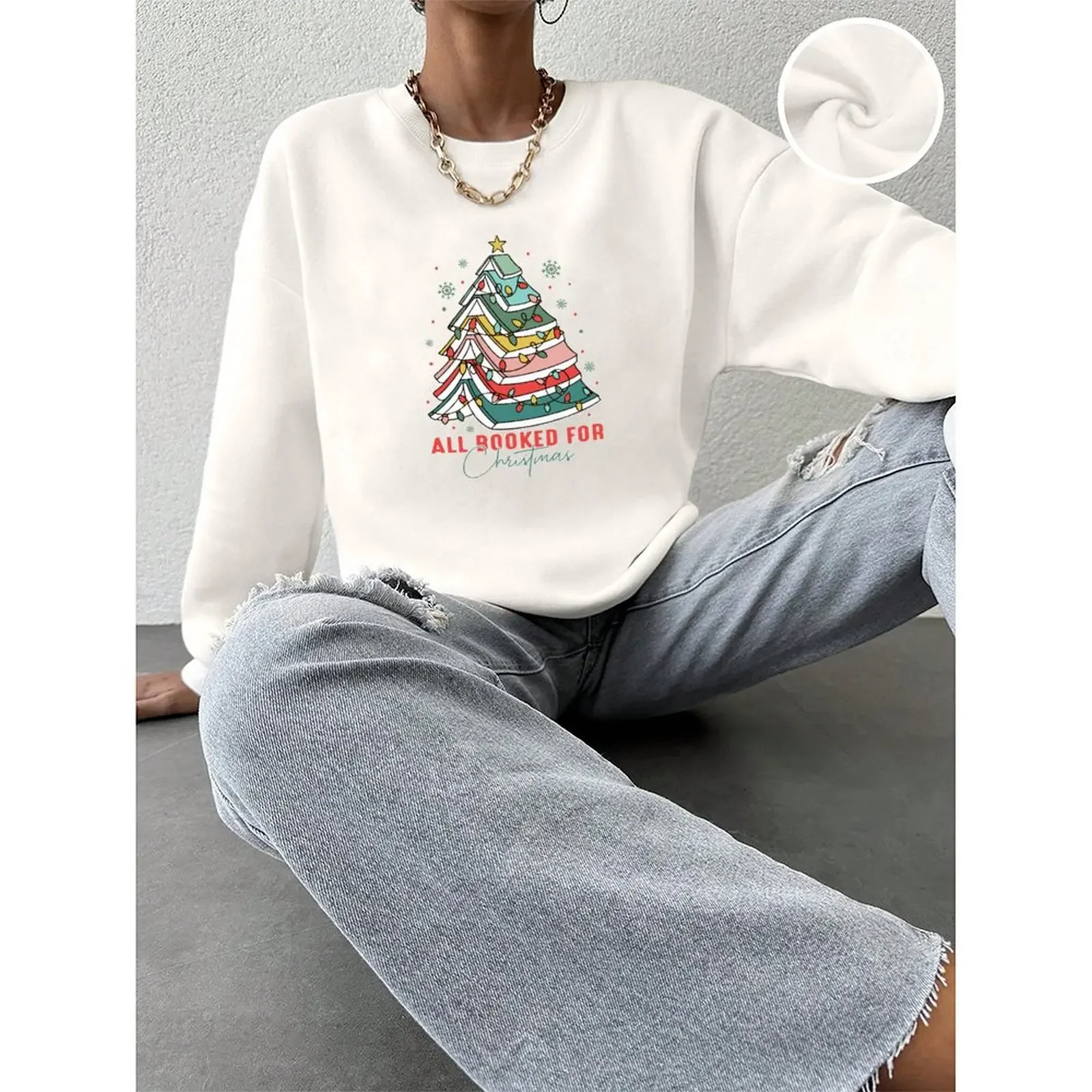 Fashion Pullover Sweatshirt Velvet Winter Casual Loose Comfortable Book Christmas Tree Printed Pattern Tops For Woman
Fashion Pullover Sweatshirt Velvet Winter Casual Loose Comfortable Book Christmas Tree Printed Pattern Tops For Woman