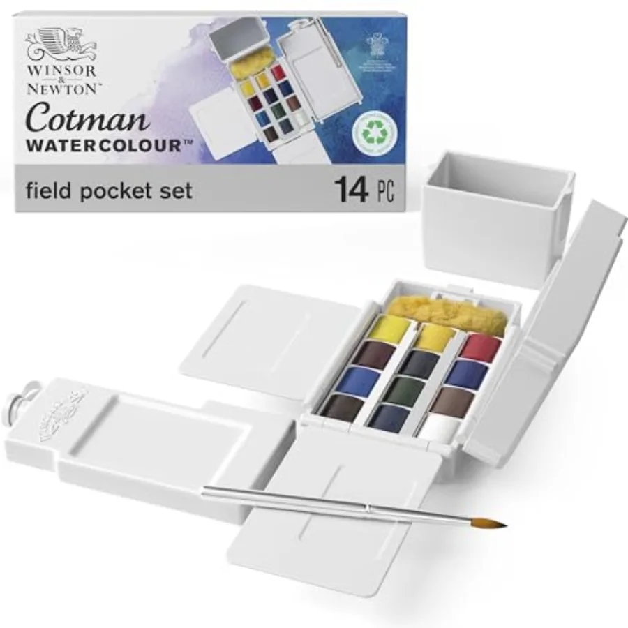 Cotman Watercolor Paint Set, Field Pocket Set, w/ Brush, Sponge, Bottle
Cotman Watercolor Paint Set, Field Pocket Set, w/ Brush, Sponge, Bottle