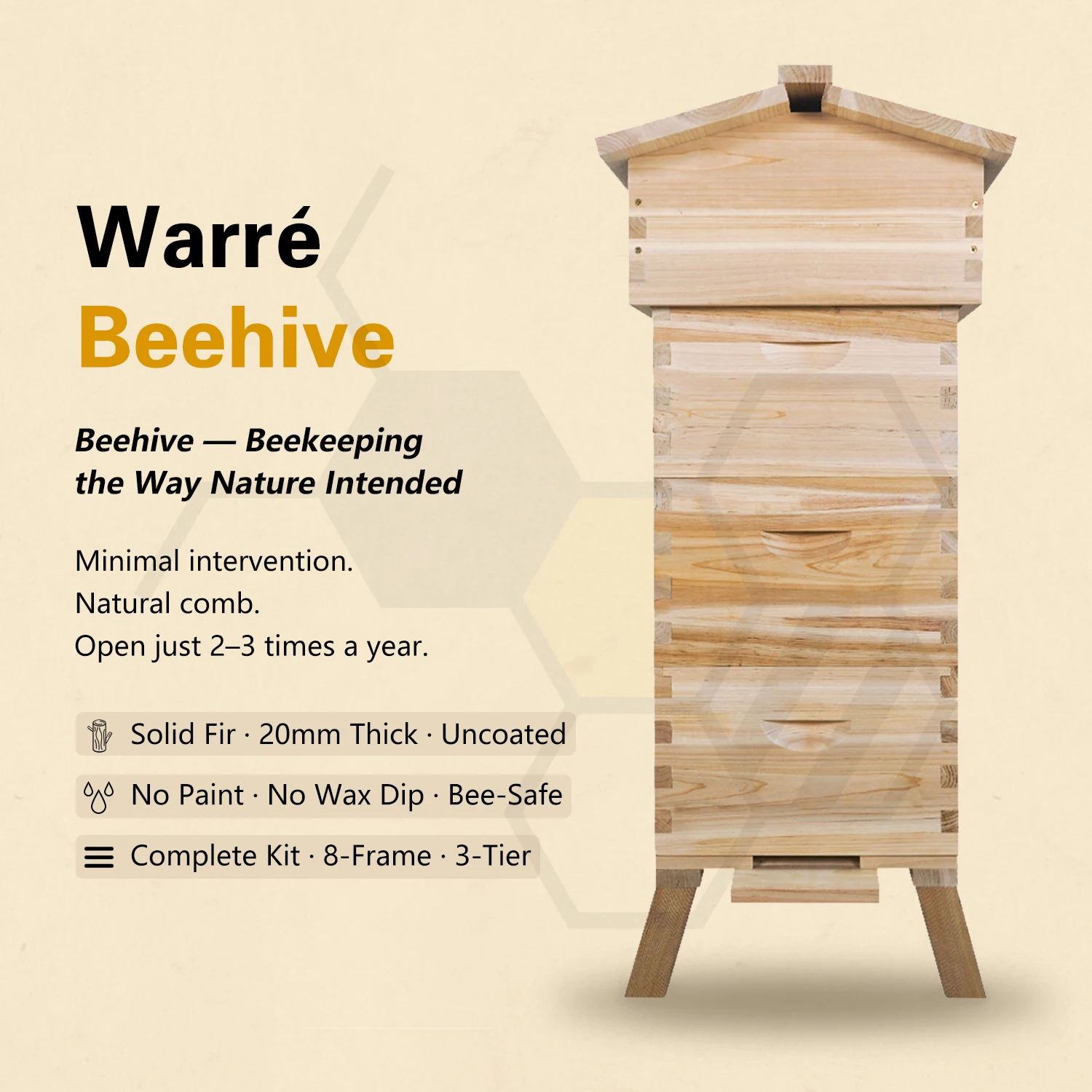 2026 New Beekeeping Equipment Wooden Warre Beehive, Bee Hive Box with Supporting Leg
2026 New Beekeeping Equipment Wooden Warre Beehive, Bee Hive Box with Supporting Leg