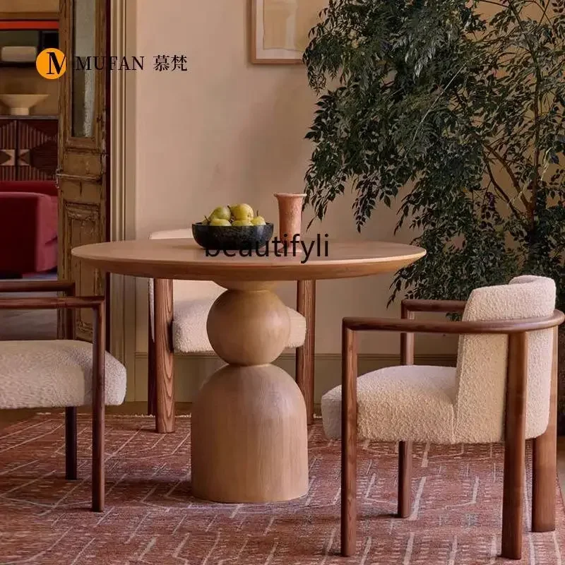 Medieval solid wood round dining table Household dining table Designer creative solid wood round table
Medieval solid wood round dining table Household dining table Designer creative solid wood round table