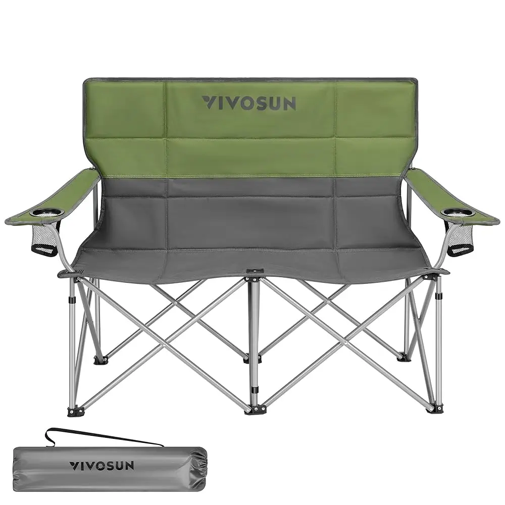 Double Camping Chair, Fully Padded Folding Loveseat, Portable Oversized Duo Chair With Storage Cup Holders, Height-Adjustable
Double Camping Chair, Fully Padded Folding Loveseat, Portable Oversized Duo Chair With Storage Cup Holders, Height-Adjustable