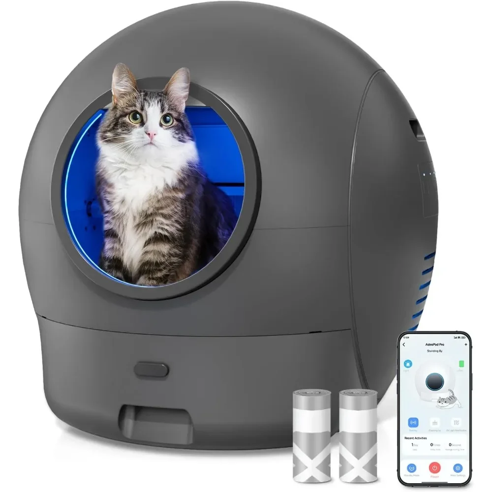 Automatic Cat Litter Box Smart APP Control, Non Odor 75L Kitty Litter Box with Double Safety Protection, Cat Bedpans
Automatic Cat Litter Box Smart APP Control, Non Odor 75L Kitty Litter Box with Double Safety Protection, Cat Bedpans