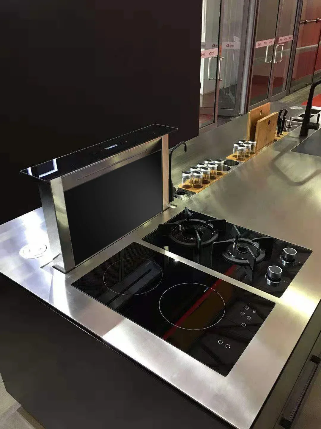 Stylish kitchen Downdraft range Hood with induction hob combination
Stylish kitchen Downdraft range Hood with induction hob combination