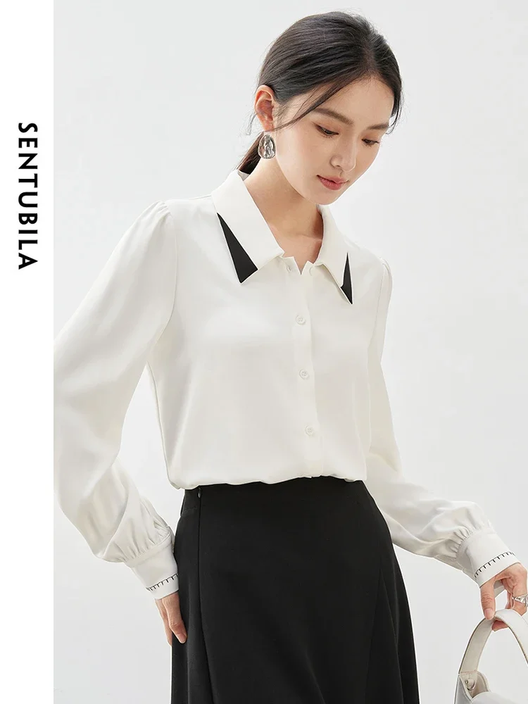 SENTUBILA Texture Office White Shirt for Women 2025 Spring Spliced Turn Down Collar Single Breasted Simple Blouse 143C57015
SENTUBILA Texture Office White Shirt for Women 2025 Spring Spliced Turn Down Collar Single Breasted Simple Blouse 143C57015