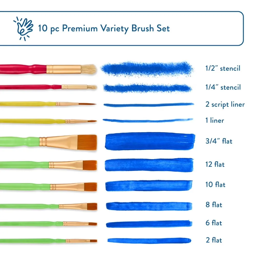 Best Selling 10 Piece Painting and Stenciling Variety Synthetic Paint Brush Set High Quality Artist Tools
Best Selling 10 Piece Painting and Stenciling Variety Synthetic Paint Brush Set High Quality Artist Tools