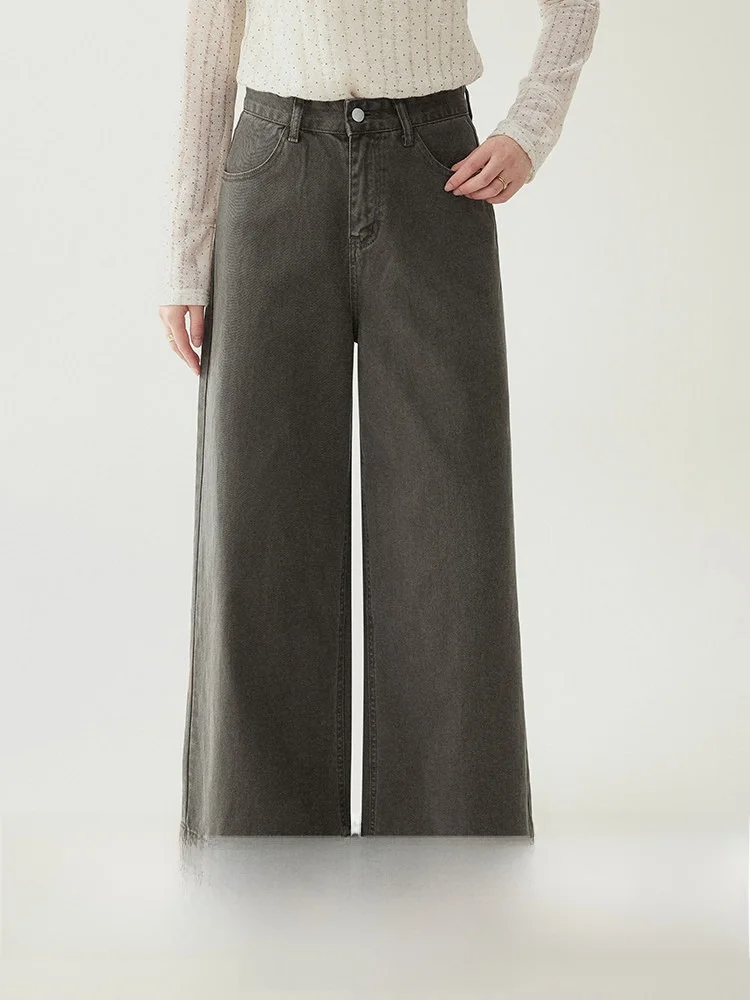 Slimming Effect Deep Grey Wide Leg Straight Cut Jeans Women's High Waist Versatile Long Trousers Spring New Arrival AMUU
Slimming Effect Deep Grey Wide Leg Straight Cut Jeans Women's High Waist Versatile Long Trousers Spring New Arrival AMUU