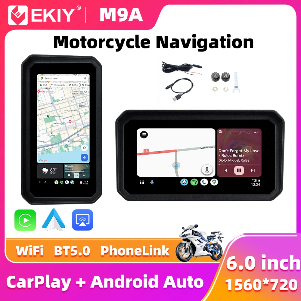 EKIY 6.0 inch Wireless CarPlay Moto Android Auto Portable Digital Dashboard GPS Motorcycle Navigation Removable Display Screen
EKIY 6.0 inch Wireless CarPlay Moto Android Auto Portable Digital Dashboard GPS Motorcycle Navigation Removable Display Screen