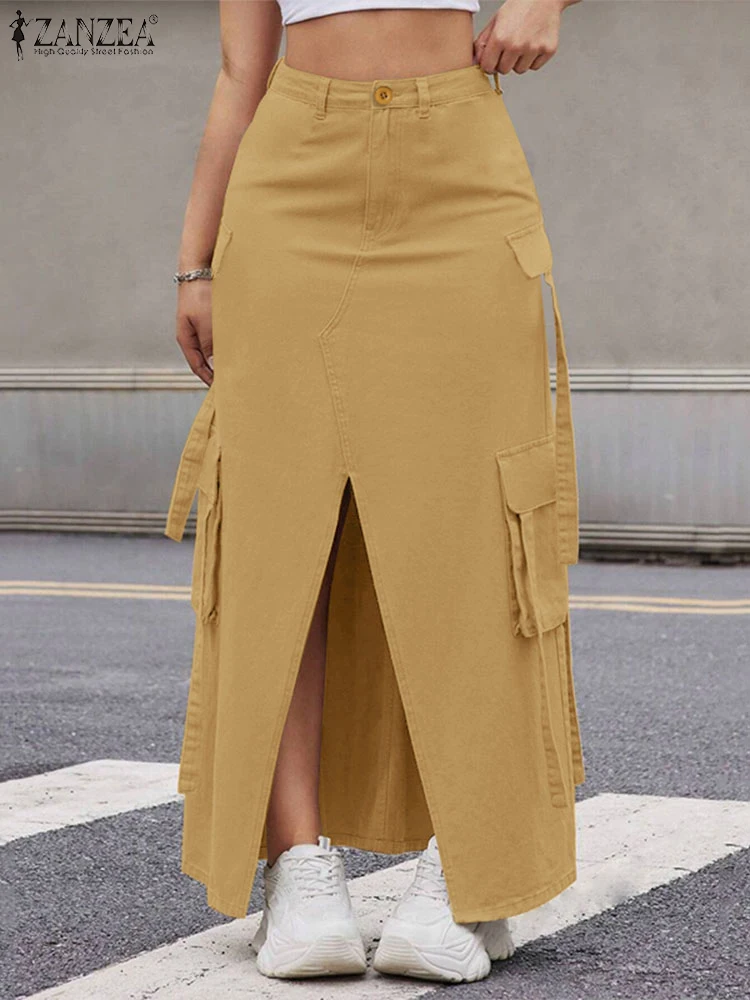 ZANZEA Holiday Streetwear Slit Overskirts Women Cargo Skirts Fashion High Waisted Pockets Jupes Casual Loose 2025 Straight Jupes
ZANZEA Holiday Streetwear Slit Overskirts Women Cargo Skirts Fashion High Waisted Pockets Jupes Casual Loose 2025 Straight Jupes