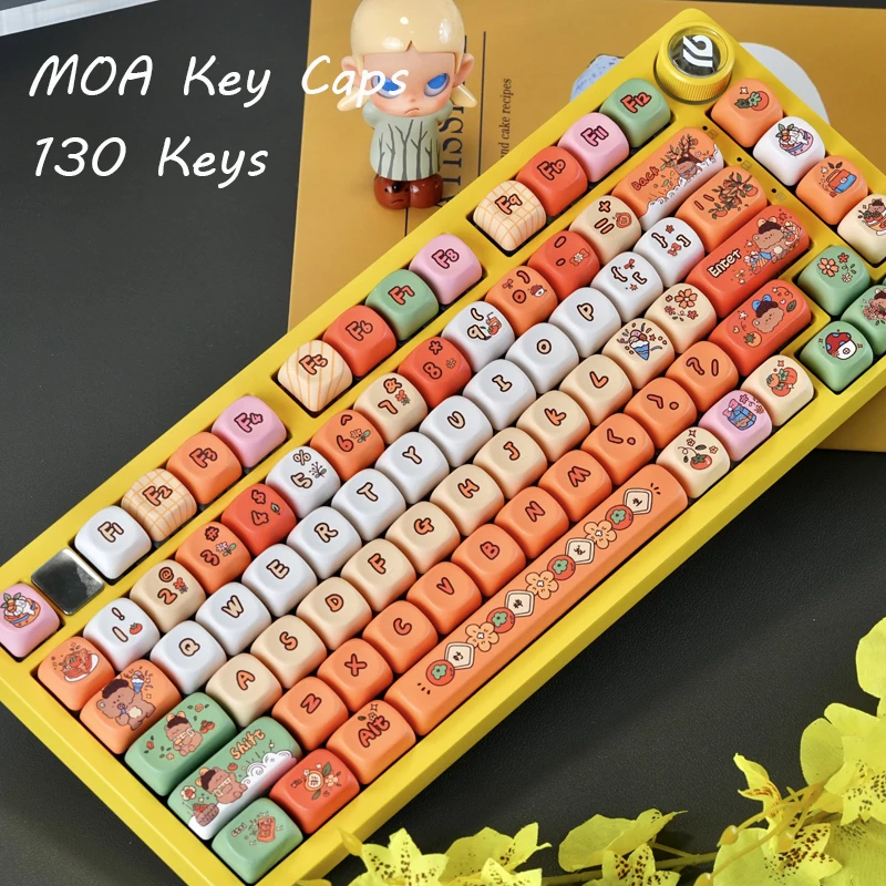 Колпачки для клавиш с милым медведем MOA, 130 клавиш, на заказ, PBT, 5-сторонняя сублимация красителей, 60, 65, 75, 100 процентов для игровой механической клавиатуры
Колпачки для клавиш с милым медведем MOA, 130 клавиш, на заказ, PBT, 5-сторонняя сублимация красителей, 60, 65, 75, 100 процентов для игровой механической клавиатуры