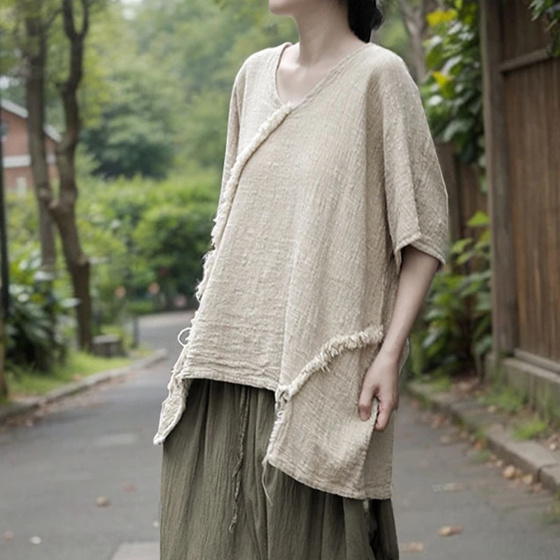 100% Linen Women Casual T-shirts New Arrival 2025 Summer Vintage Style V-neck Plain Color Loose Female Tops Tees M1519
100% Linen Women Casual T-shirts New Arrival 2025 Summer Vintage Style V-neck Plain Color Loose Female Tops Tees M1519
