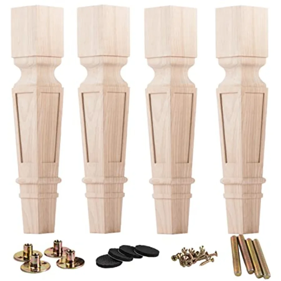 18 inch/ 45cm Wooden Furniture Legs Set of 4 Solid Wood Carved Geometry Unfinished Replacement Bun Feet with Mounting Plate and
18 inch/ 45cm Wooden Furniture Legs Set of 4 Solid Wood Carved Geometry Unfinished Replacement Bun Feet with Mounting Plate and