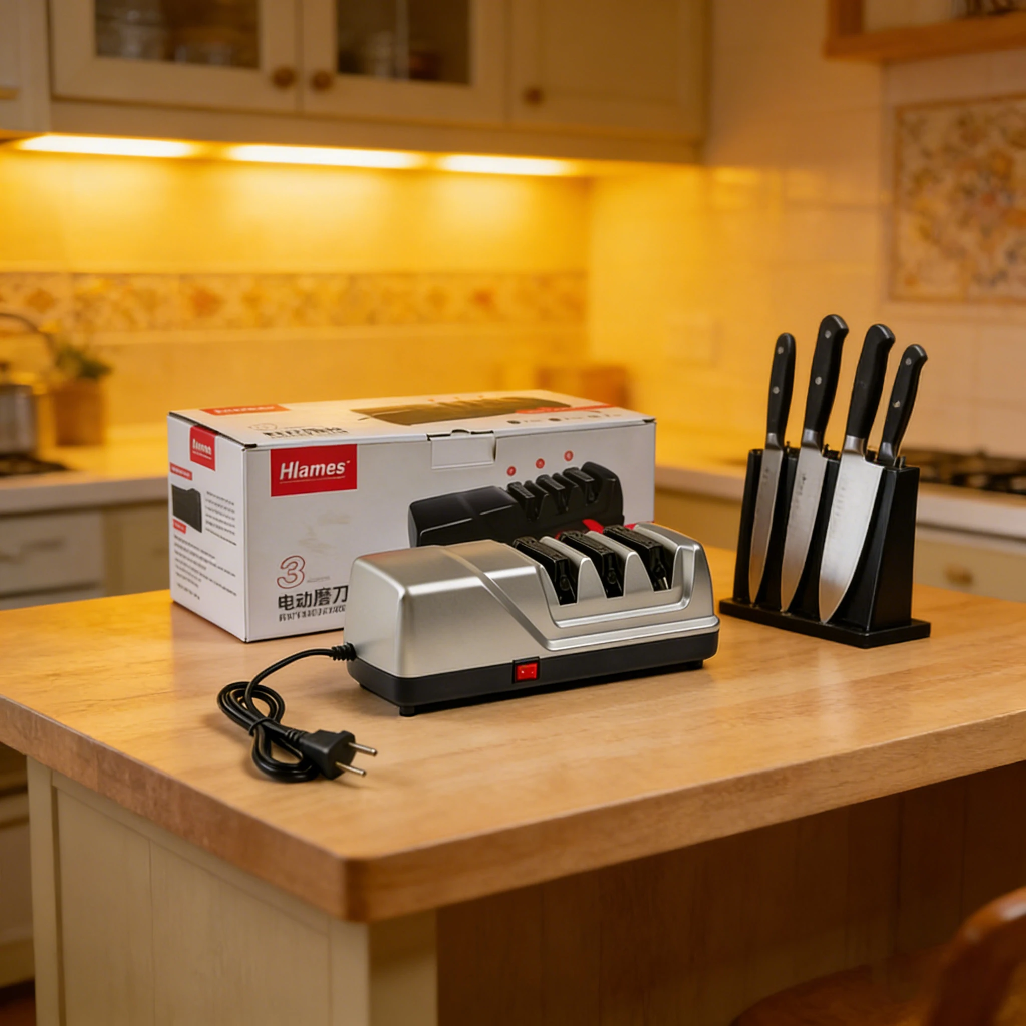 3-Stage Electric Knife Sharpener (Model H1198) – Fast, Effortless Sharpening for Kitchen Knives
3-Stage Electric Knife Sharpener (Model H1198) – Fast, Effortless Sharpening for Kitchen Knives