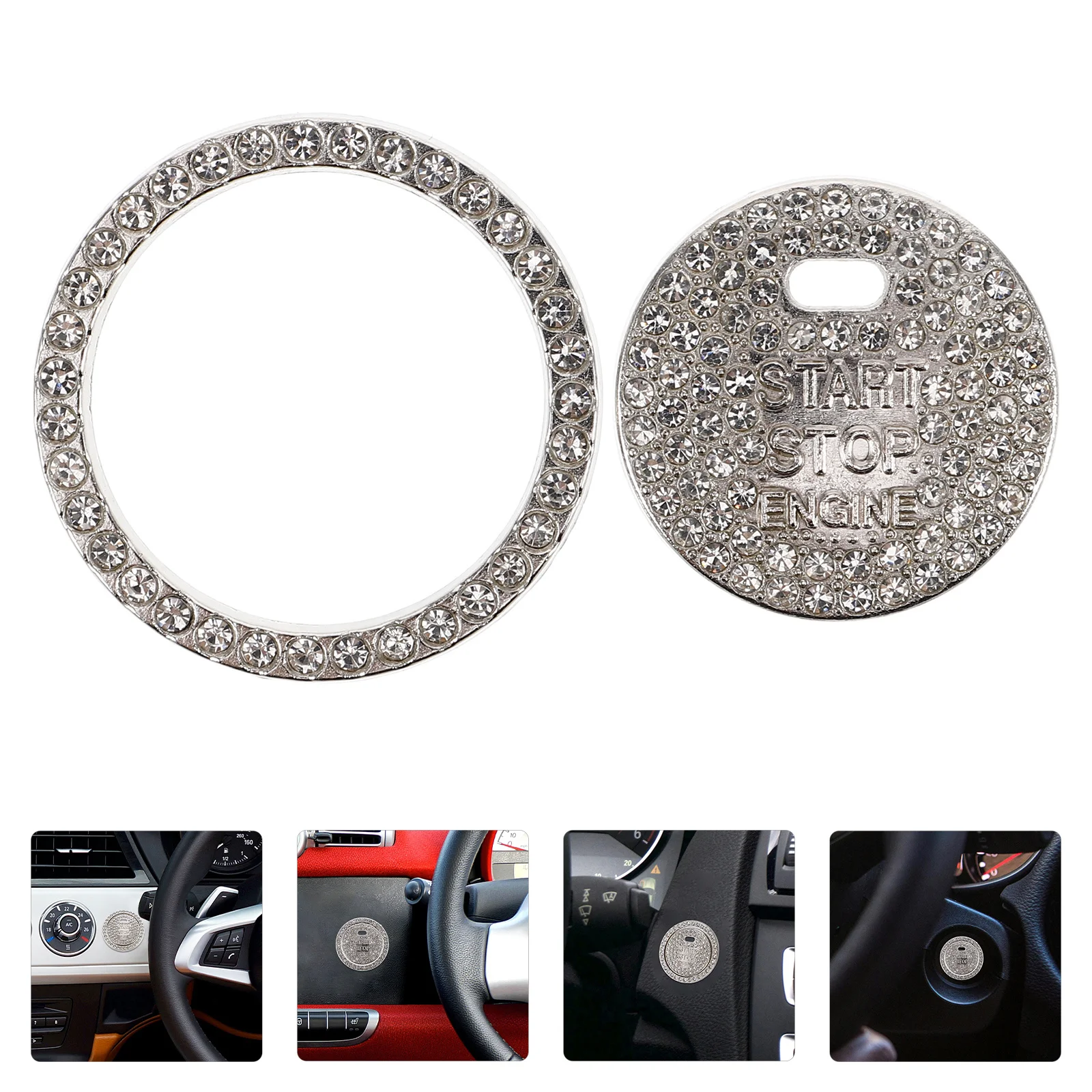 Bling Car Engine Start Ring Rhinestone Decorative Cover Anti-Scratch Push Start Button Cover Car Interior Accessories for Women
Bling Car Engine Start Ring Rhinestone Decorative Cover Anti-Scratch Push Start Button Cover Car Interior Accessories for Women