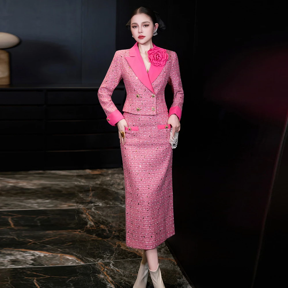 ZJYT Элегантный твидовый костюм с 3D цветочным принтом и длинной юбкой, осенне-зимний женский наряд из двух предметов, комплекты праздничных платьев 2025 года, розовый, черный
ZJYT Элегантный твидовый костюм с 3D цветочным принтом и длинной юбкой, осенне-зимний женский наряд из двух предметов, комплекты праздничных платьев 2025 года, розовый, черный