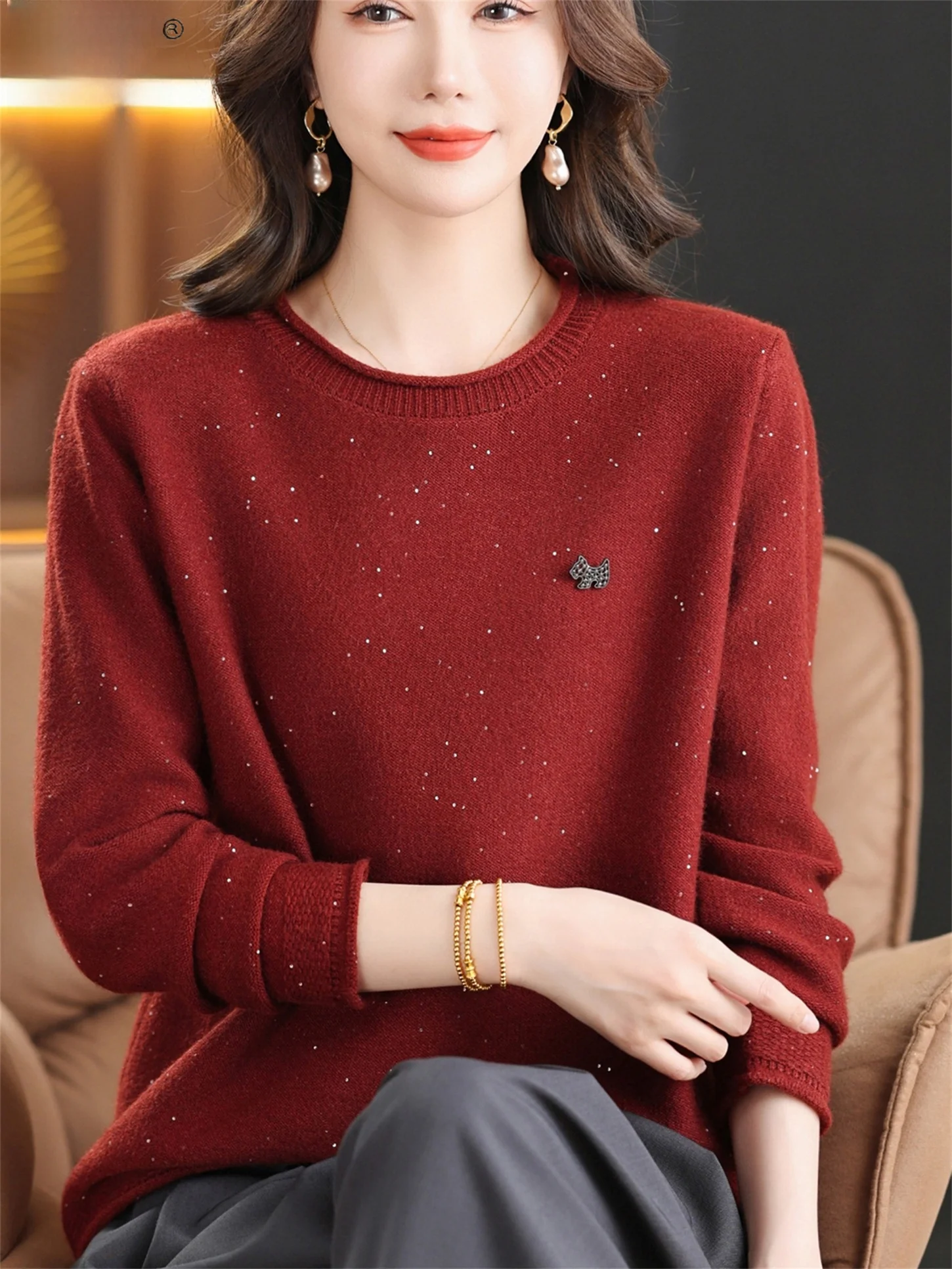 Loose Fit round Neck Wool Sweater Women's Inner Wear Fashionable Mommy Style Autumn Winter New Arrival Diamond Embellished Ba...
Loose Fit round Neck Wool Sweater Women's Inner Wear Fashionable Mommy Style Autumn Winter New Arrival Diamond Embellished Ba...