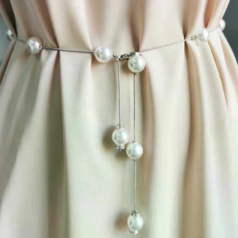 Жемчужный женский ремень, простой регулируемый металлический тонкий ремень-цепочка для женского платья, узкий пояс, декоративные украшения
Жемчужный женский ремень, простой регулируемый металлический тонкий ремень-цепочка для женского платья, узкий пояс, декоративные украшения