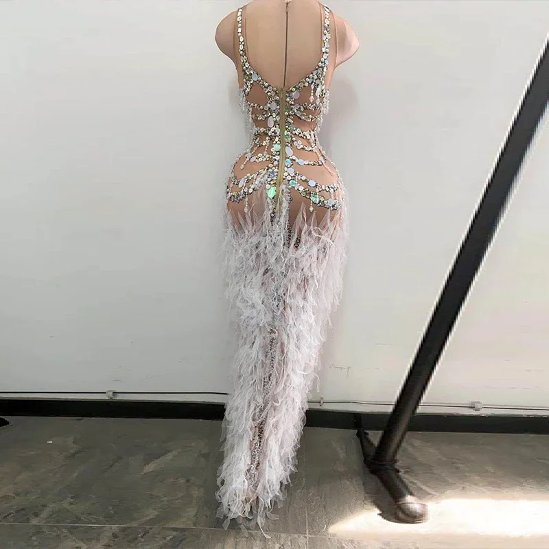 Tassel Crystal Mesh long Dress sexy High Split Evening Party club Dresses for womens wedding Singer Prom Birthday stage costume
Tassel Crystal Mesh long Dress sexy High Split Evening Party club Dresses for womens wedding Singer Prom Birthday stage costume