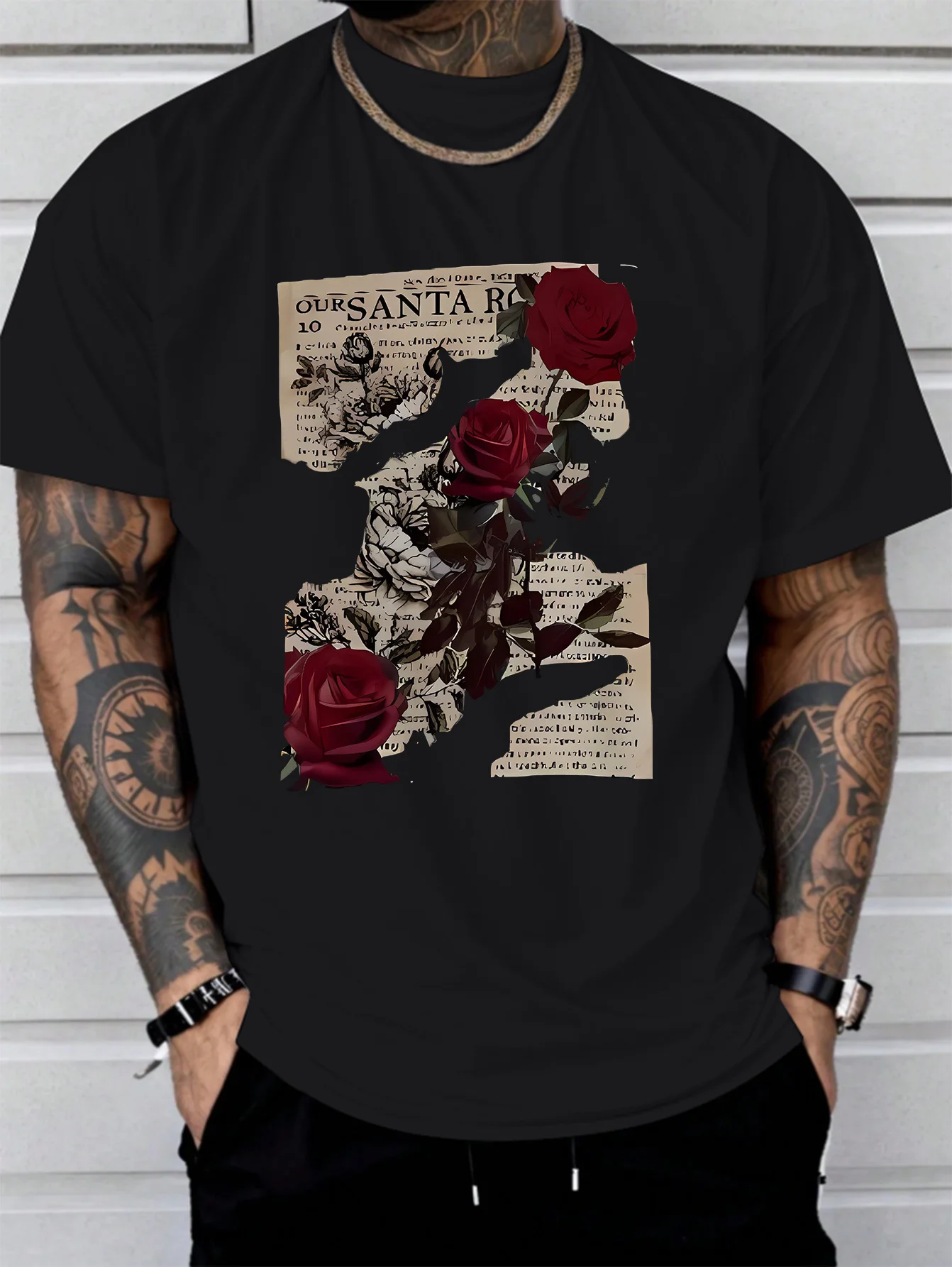T-shirt Men's Personality Rose Print Casual Top - Comfortable & Fashionable For Men Suitable
T-shirt Men's Personality Rose Print Casual Top - Comfortable & Fashionable For Men Suitable