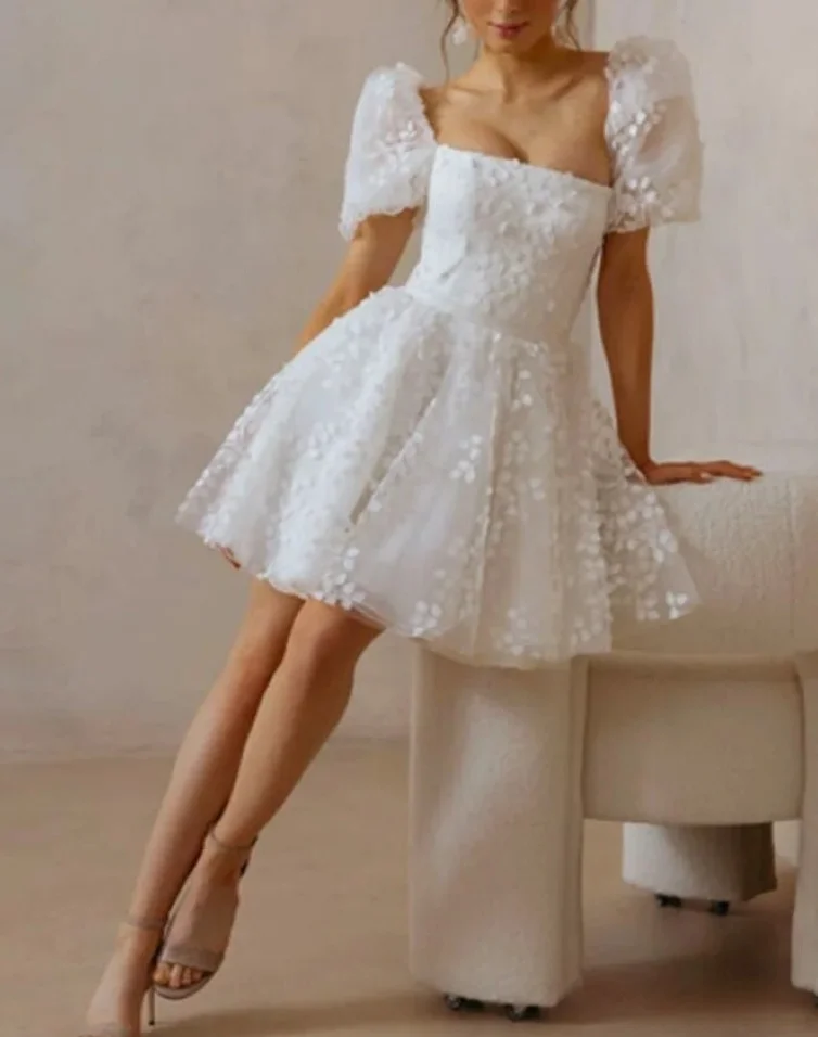 KOYOUN Sexy Short Wedding Dress Square Collar Gelinlik 2024 Floral Appliques Mini Bridal Party Dress
KOYOUN Sexy Short Wedding Dress Square Collar Gelinlik 2024 Floral Appliques Mini Bridal Party Dress