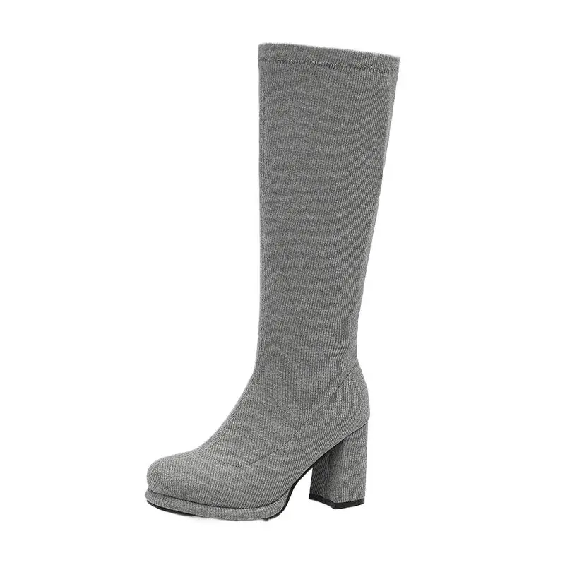 ASILETO Brand Women Knee High Boots Round Toe Block Heel 8cm Platform 1.5cm Slip On Size 47 48 Dating Female Stretch Bota
ASILETO Brand Women Knee High Boots Round Toe Block Heel 8cm Platform 1.5cm Slip On Size 47 48 Dating Female Stretch Bota