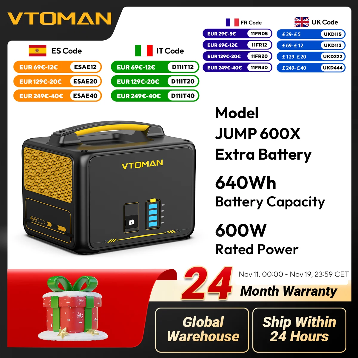 VTOMAN 600W Extra Battery 640Wh for VTOMAN JUMP600X Power Station Backup LiFePO4 Home Outdoor Camping
VTOMAN 600W Extra Battery 640Wh for VTOMAN JUMP600X Power Station Backup LiFePO4 Home Outdoor Camping