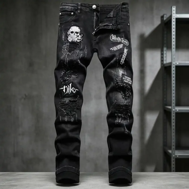2026 New Fashion Embroidered Jeans for Men, Ripped Patchwork Style, Vintage Streetwear, Slim Fit, Straight Leg, Stylish Denim Pa
2026 New Fashion Embroidered Jeans for Men, Ripped Patchwork Style, Vintage Streetwear, Slim Fit, Straight Leg, Stylish Denim Pa