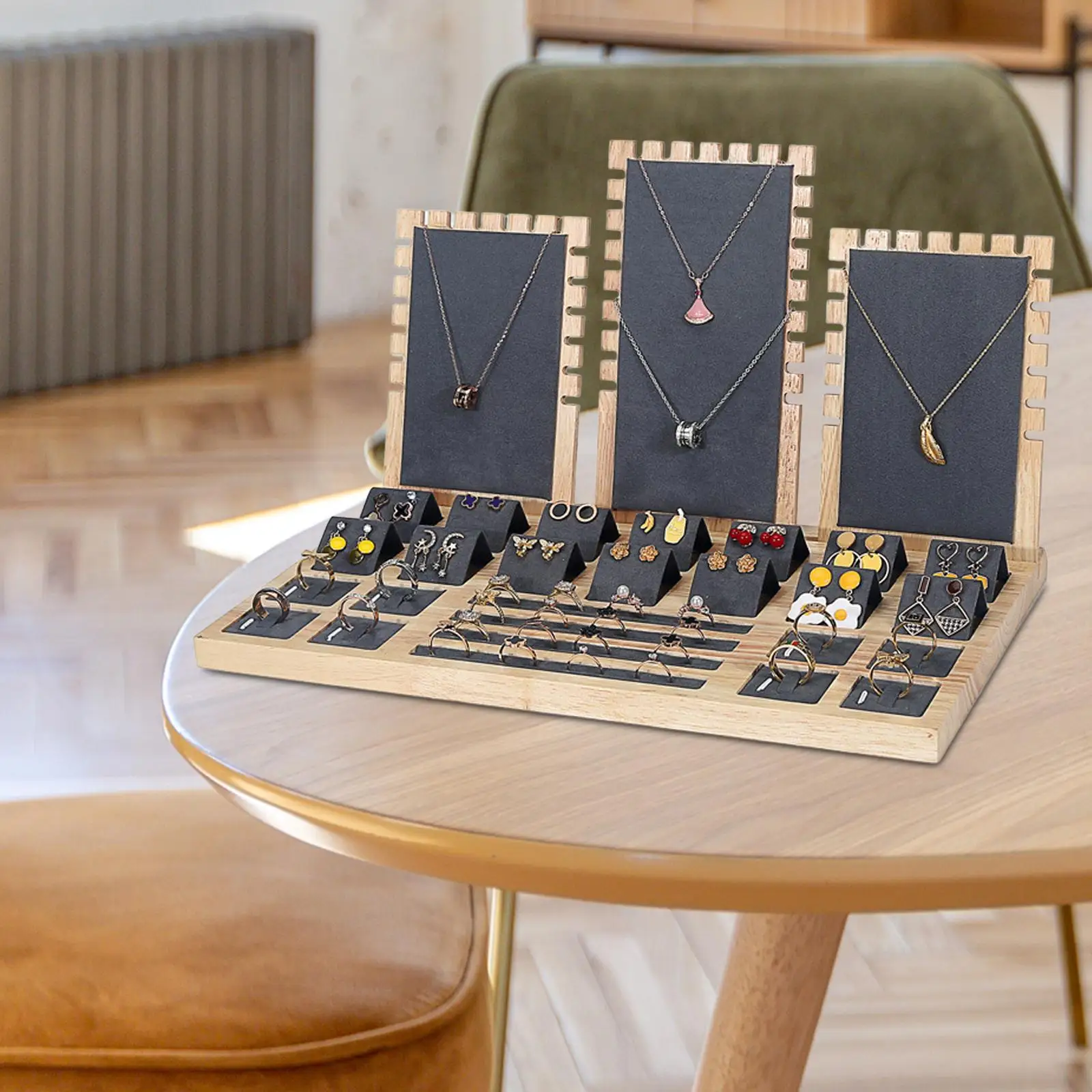 Necklace Display Boards Rings Bracelet Ear Studs Display Holder Wooden Grey for Jewelry Shop Window Displays Tabletop Organizer
Necklace Display Boards Rings Bracelet Ear Studs Display Holder Wooden Grey for Jewelry Shop Window Displays Tabletop Organizer