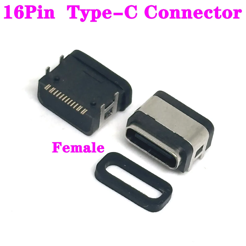 1/20pcs USB 3.1 16Pin Connector Type-C Female IP67 IPX7 Waterproof Female Socket Rubber Ring High Current Fast Charging port 
1/20pcs USB 3.1 16Pin Connector Type-C Female IP67 IPX7 Waterproof Female Socket Rubber Ring High Current Fast Charging port