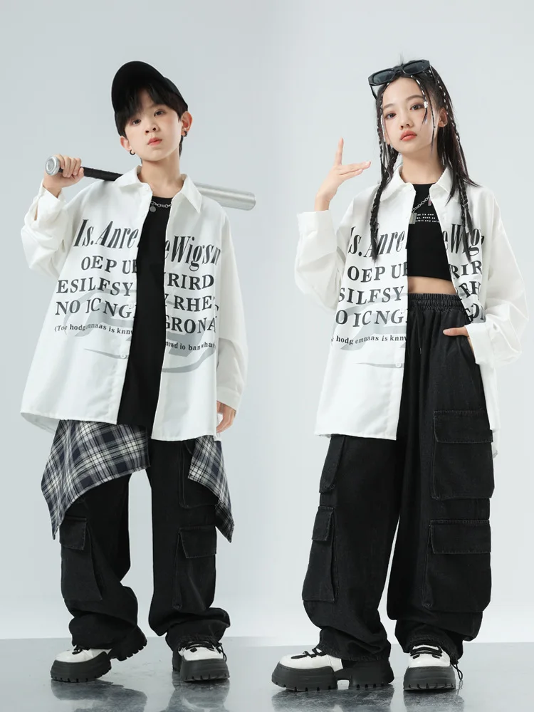 Kid Hip Hop Clothing White Letters Shirt Black Casual Multi Pockets Jeans Cargo Pants for Girls Boy Jazz Dance Costumes Clothes
Kid Hip Hop Clothing White Letters Shirt Black Casual Multi Pockets Jeans Cargo Pants for Girls Boy Jazz Dance Costumes Clothes